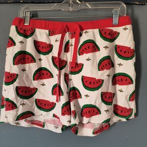 Hanna Andersson Sleep Shorts Pajamas Womens L Watermelon Print Bees Organic Cozy